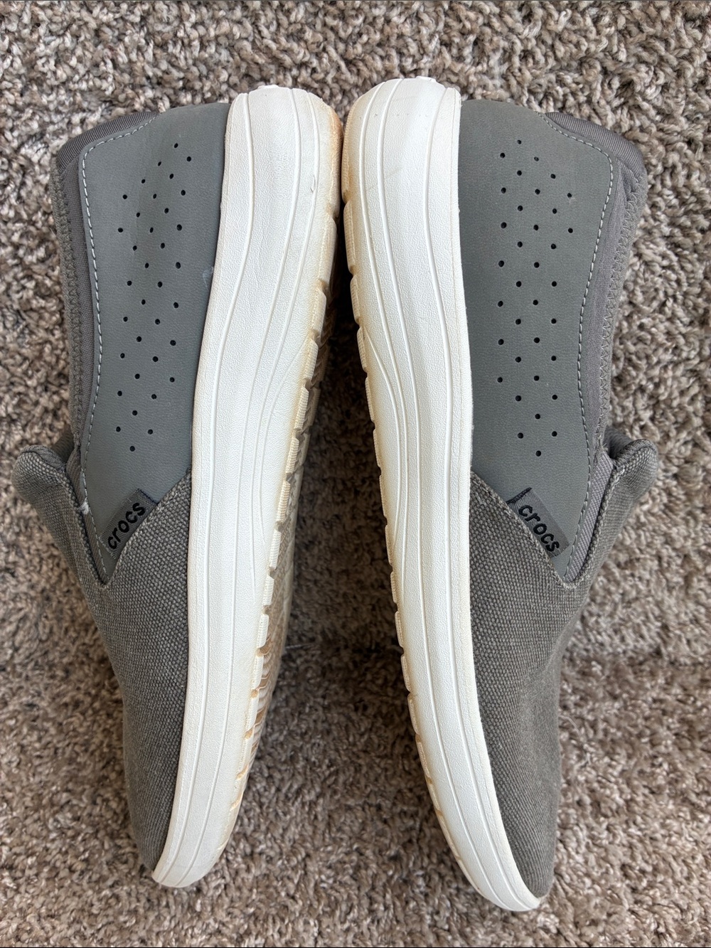 CROCS Men's Reviva Gray Canvas Slip-On Loafers size 11 - Picture 7 of 16